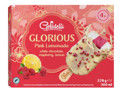 Gelatelli pálcikás jégkrém Pink Lemonade fehér csokoládé-málna-citrom 4db