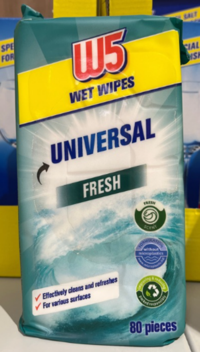 W5 Háztartási nedves Törlőkendő fresh, univerzális, 80 db