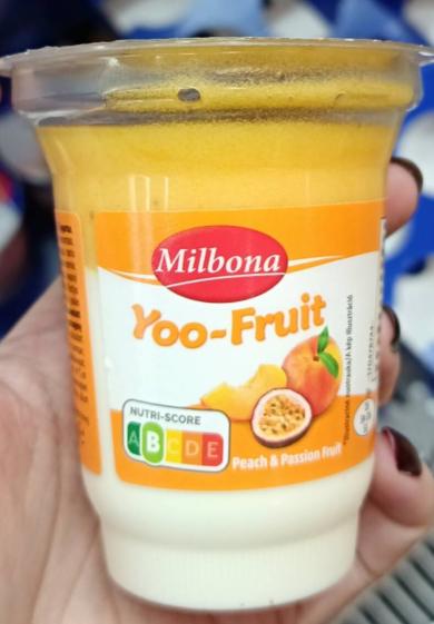 Milbona Yoo-Fruit tejes desszert habosított gyümölcskészítménnyel Őszibarack-maracuja, 150 g